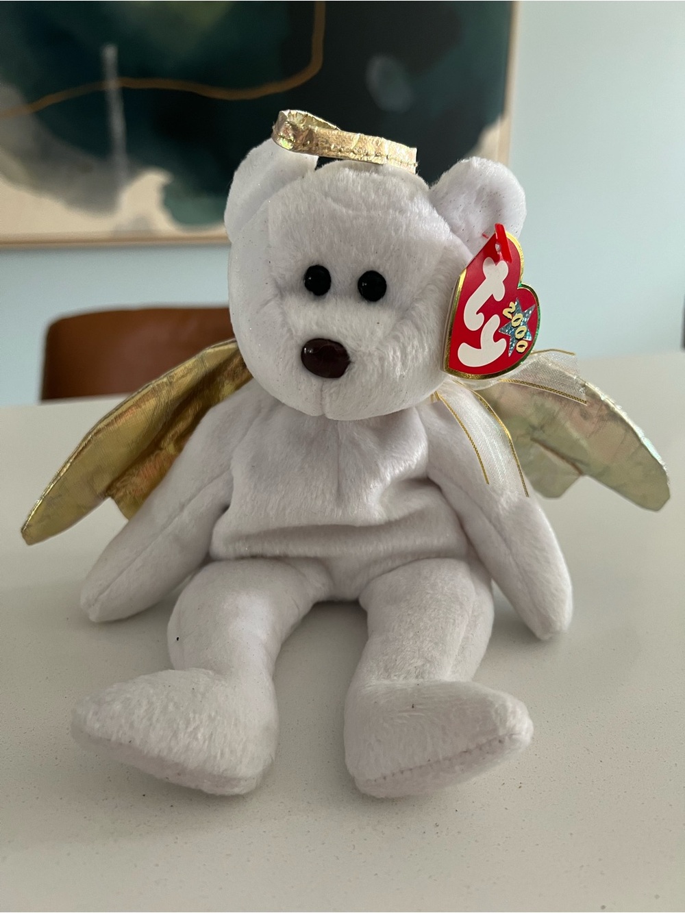 Ty Beanie Baby White Angel Bear - “Halo II”